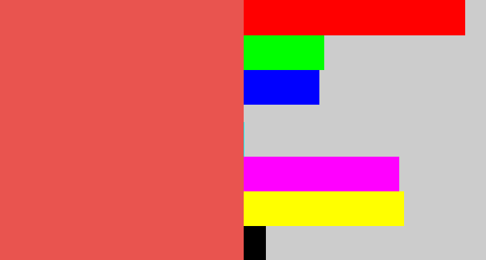Hex color #e9544f - pale red