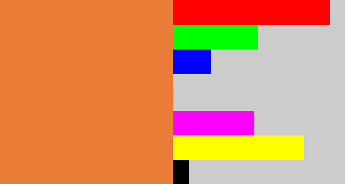 Hex color #e97c37 - dusty orange
