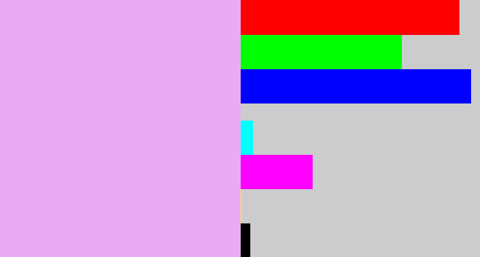 Hex color #e9abf4 - light violet