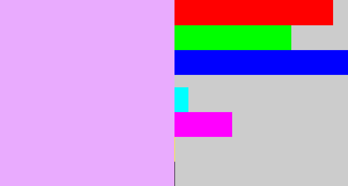 Hex color #e9abfe - light violet