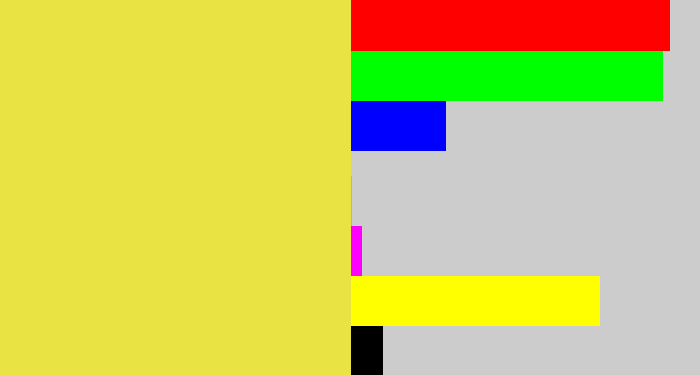 Hex color #e9e344 - off yellow