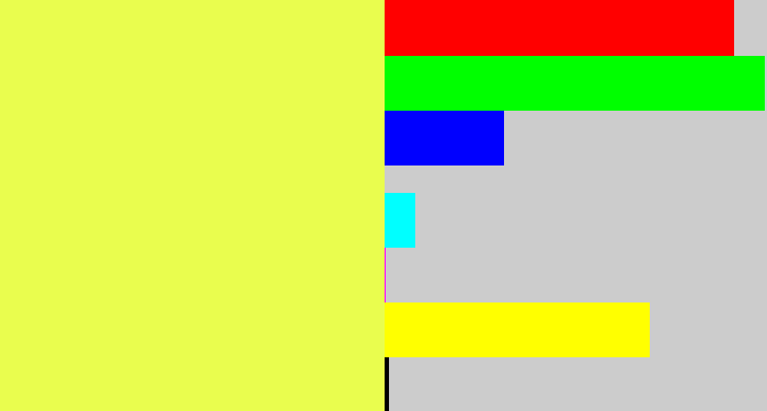 Hex color #e9fd4e - banana yellow