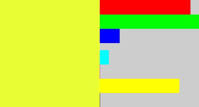 Hex color #e9ff33 - off yellow