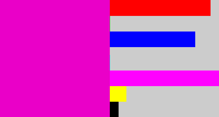 Hex color #ea00c8 - hot magenta