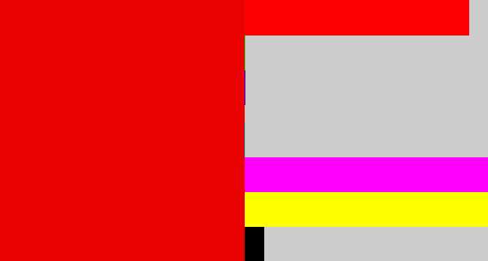 Hex color #ea0101 - red