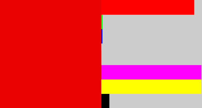 Hex color #ea0202 - red