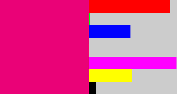Hex color #ea0277 - dark hot pink