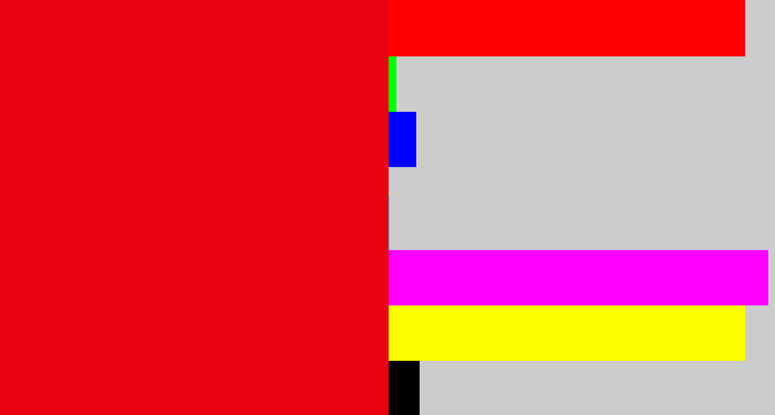 Hex color #ea0412 - red