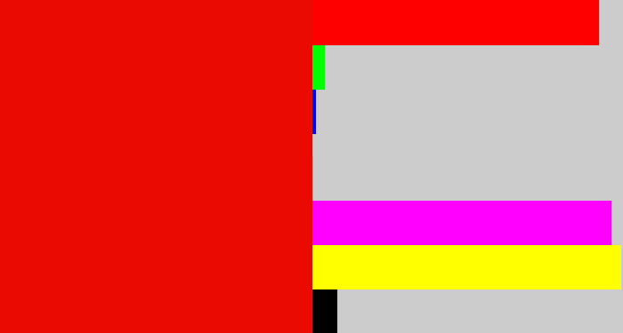 Hex color #ea0a02 - red