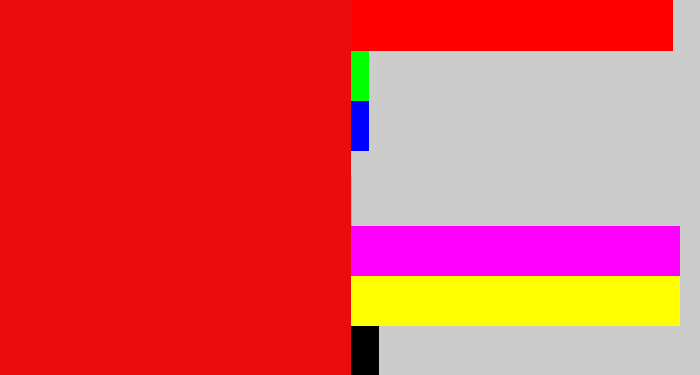 Hex color #ea0d0d - red