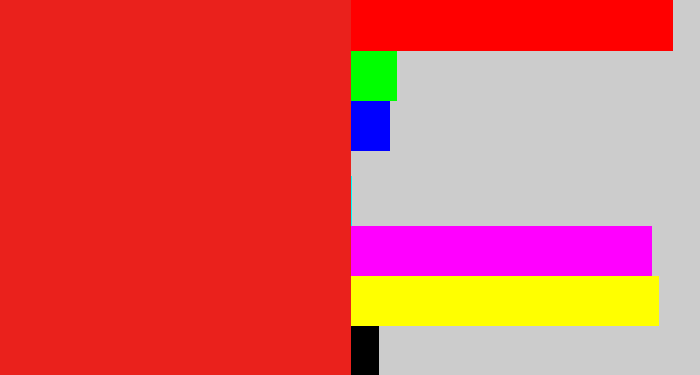 Hex color #ea211c - vermillion