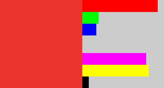 Hex color #ea342c - tomato