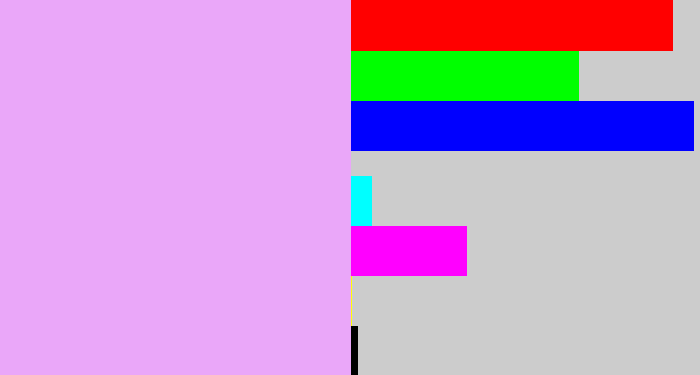 Hex color #eaa7f9 - light violet