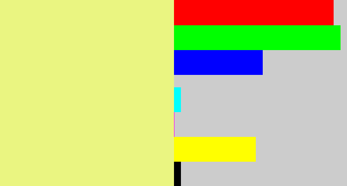 Hex color #eaf581 - yellowish tan