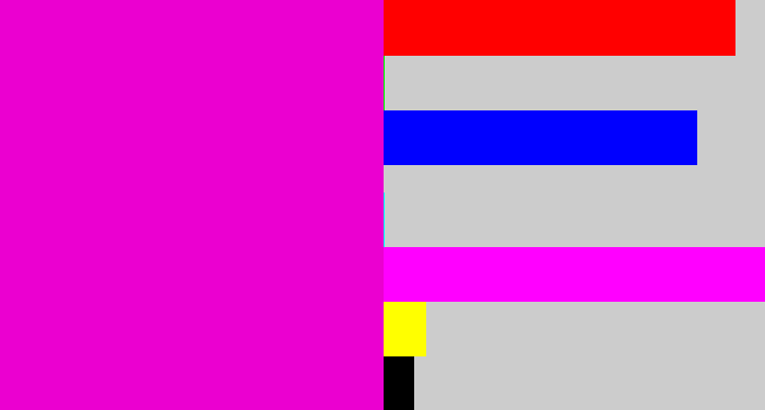 Hex color #eb00d0 - hot magenta