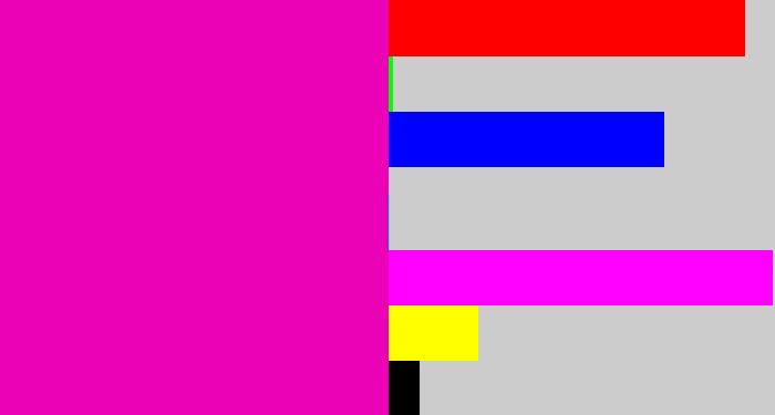 Hex color #eb02b6 - bright pink