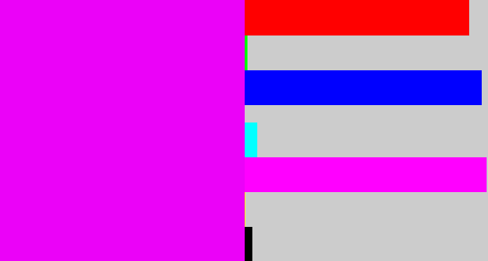 Hex color #eb02f8 - bright magenta