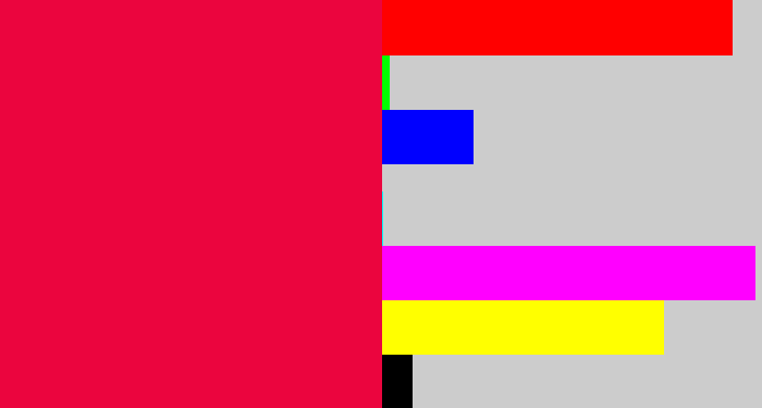 Hex color #eb053e - pinkish red