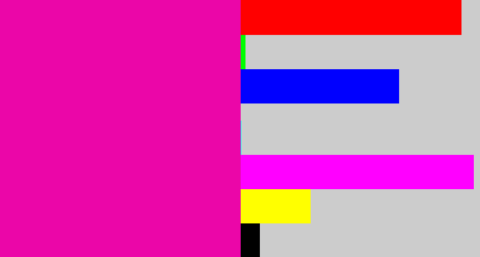 Hex color #eb06a8 - shocking pink