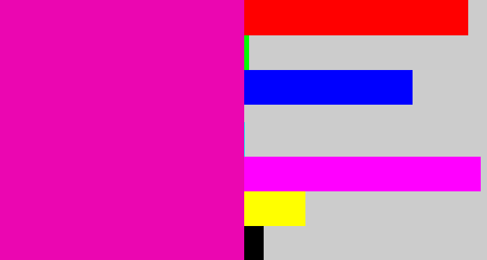 Hex color #eb06b1 - bright pink