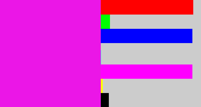 Hex color #eb16e7 - pink/purple