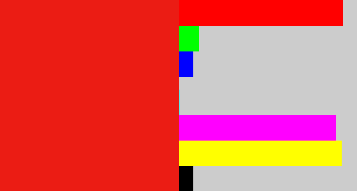 Hex color #eb1c14 - vermillion