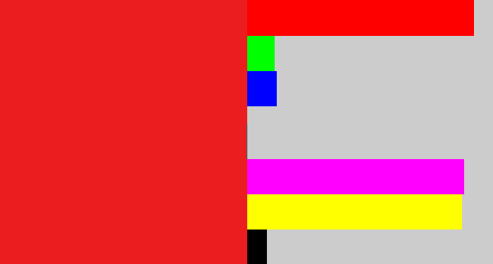 Hex color #eb1d1f - vermillion
