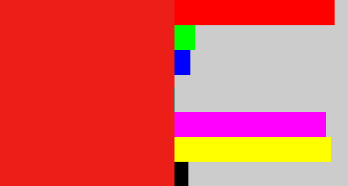 Hex color #eb1f17 - vermillion