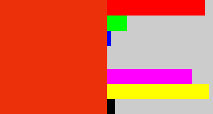 Hex color #eb300a - vermillion