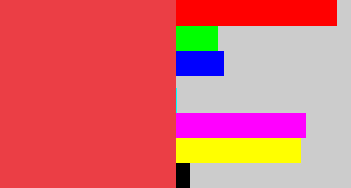 Hex color #eb3e45 - light red