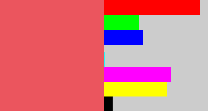 Hex color #eb555e - pastel red