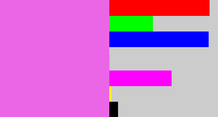 Hex color #eb66e7 - purply pink