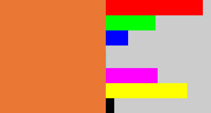Hex color #eb7735 - dusty orange