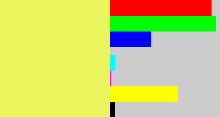 Hex color #ebf65f - yellowish