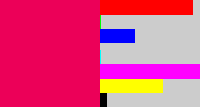 Hex color #ec0058 - pink red