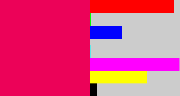 Hex color #ec0258 - pink red