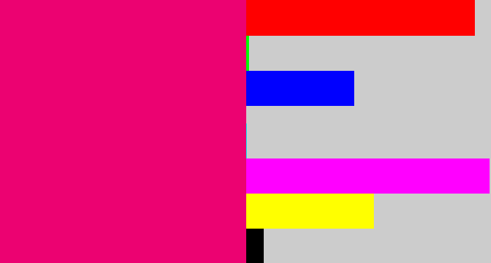 Hex color #ec0271 - dark hot pink