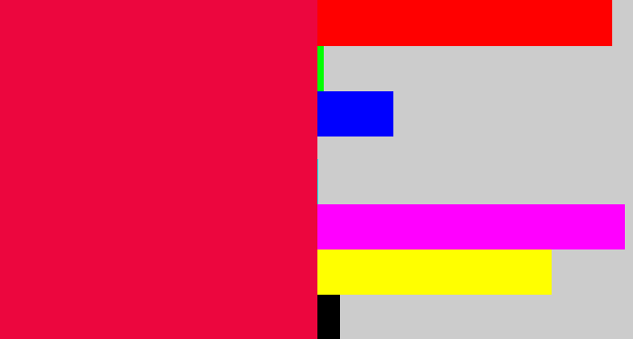 Hex color #ec063e - pinkish red