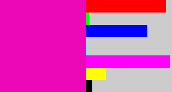 Hex color #ec08b6 - bright pink