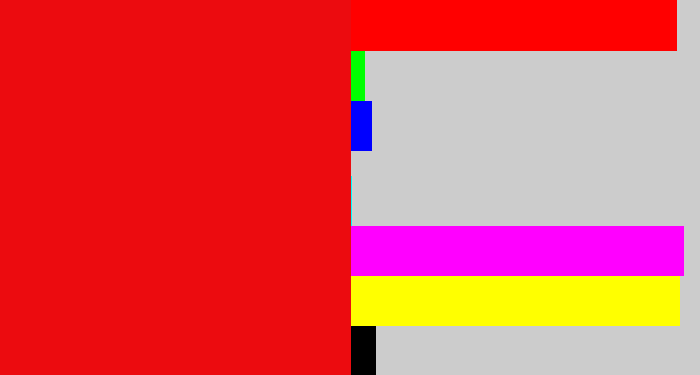 Hex color #ec0b0f - red