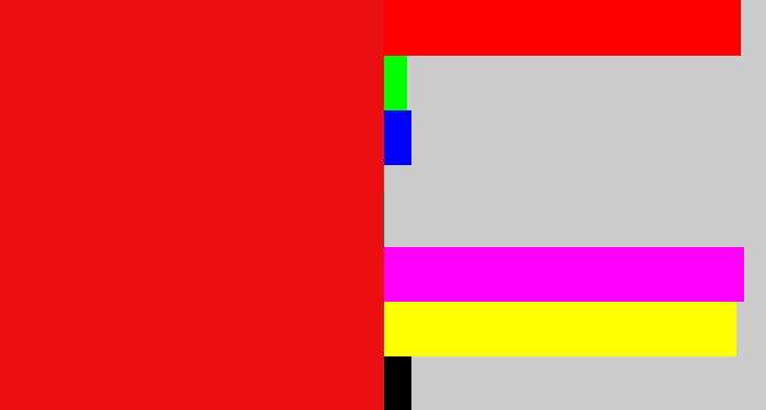 Hex color #ec0f12 - red