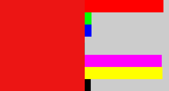 Hex color #ec1514 - bright red