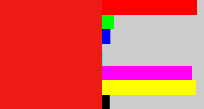 Hex color #ec1c14 - vermillion