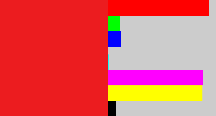 Hex color #ec1c1f - vermillion