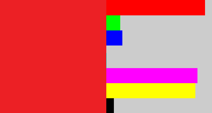 Hex color #ec2025 - vermillion