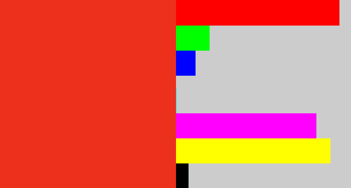 Hex color #ec301c - vermillion