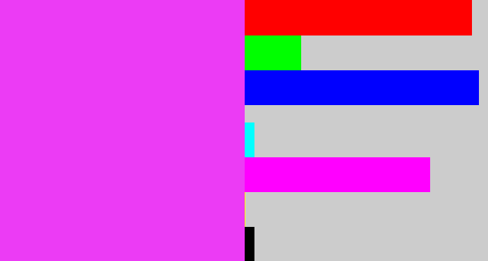 Hex color #ec3bf5 - heliotrope