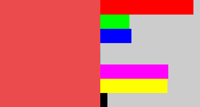Hex color #ec4b4e - light red