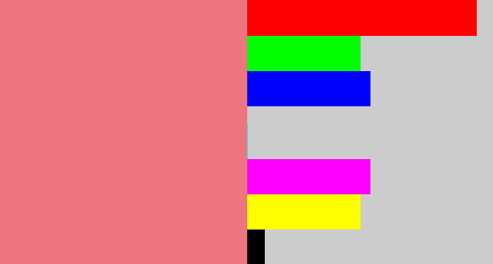 Hex color #ec7580 - salmon pink
