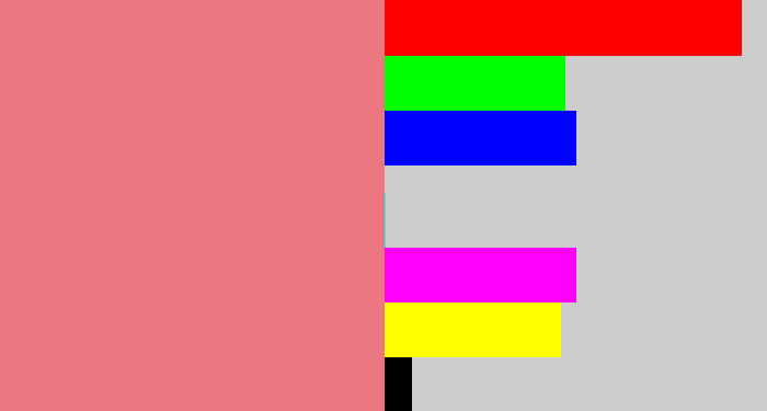 Hex color #ec7780 - salmon pink